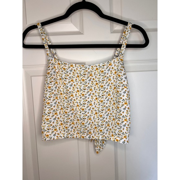 Hollister Tops - Hollister‎ Floral Tie-Back Cami Crop Top Sleeveless Yellow White Size M
